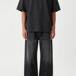 buy black loose fit denim jeans for men, black loose fit jeans men, baggy black jeans men, loose fit denim jeans men, black streetwear jeans men, relaxed fit black jeans men, wide leg black jeans men