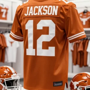 custom Texas Longhorn football jersey, personalized Texas Longhorns jersey, custom college football jersey with name and number, burnt orange football jersey, Texas football fan apparel, personalized game day jersey, custom athletic football jersey, premium college football jersey, breathable football jersey, stitched custom football jersey, football jersey gift ideas, Texas fan gear, personalized sports apparel, college football merchandise, custom football uniform