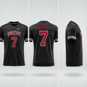 men's black ohio state football jersey, best black Buckeyes jerseys for game day, official Ohio State football jerseys for men, black college football jersey with breathable fabric, Ohio State Buckeyes fan apparel, men's Buckeyes game day jersey, black football jerseys for fans, Ohio State athletic jersey, licensed Buckeyes jersey, college football fan gear, Ohio State sports apparel, men's football jerseys, Buckeyes merchandise, game day clothing, Ohio State jersey outfit